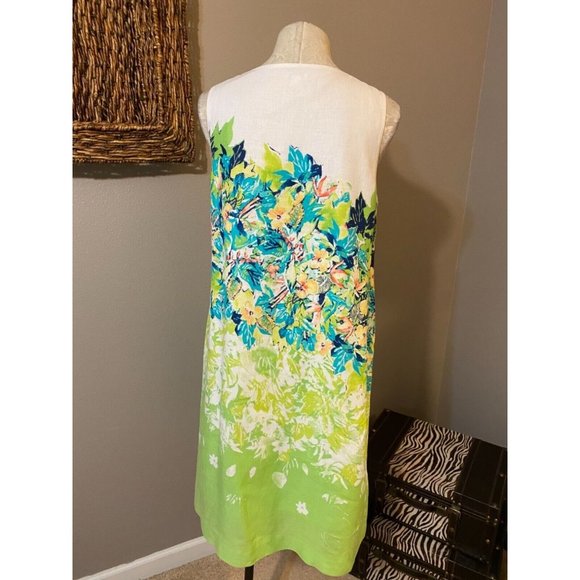 J Jill Dress Medium 6 8 10 Love Linen Career Church Sheath White Garden Floral - Picture 5 of 8